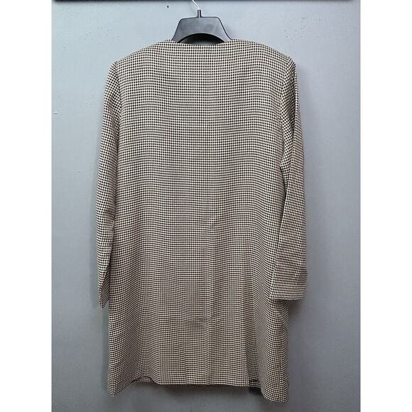 VTG Donna Ricco Sheath Dress Womens Size 12 Brown Houndstooth Wool Pockets Zip - Picture 2 of 7